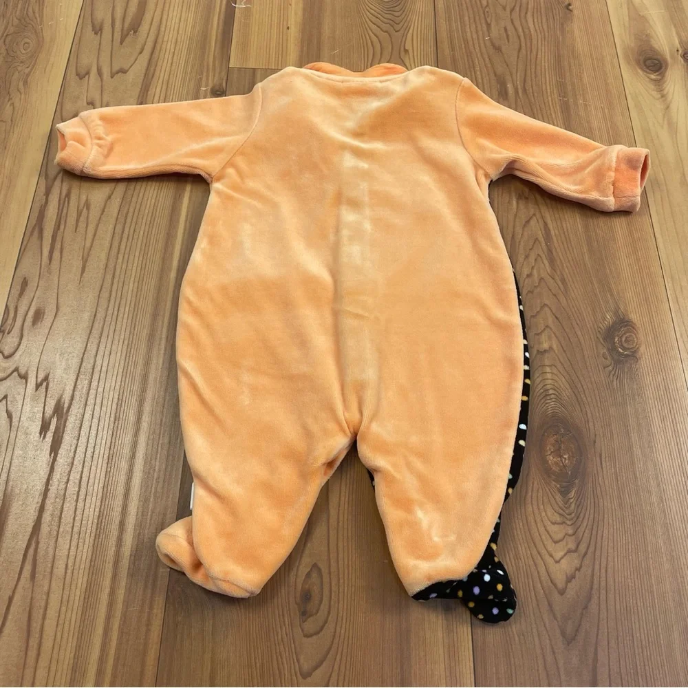 First Moments Fleece Baby Footie Sleep Pajamas 0-3 Months Cat Ghost Orange Black